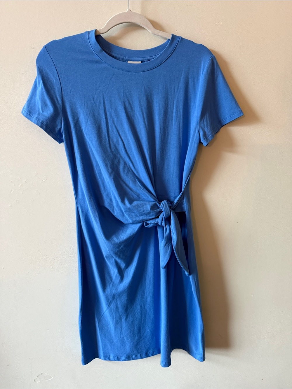 Classic Tie-Waist Short Sleeve Dress in Blue